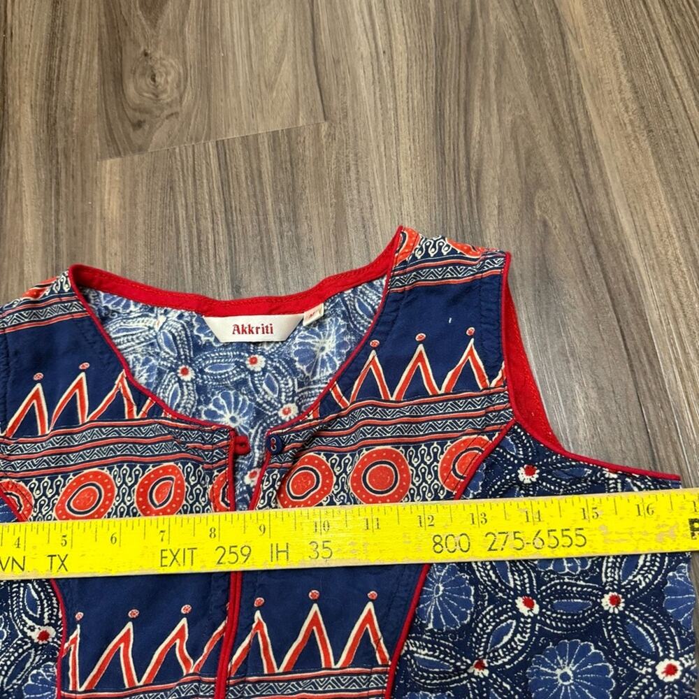 Akkriti women sz M Vibrant Navy and Red Patterned Dress - Picture 5 of 13
